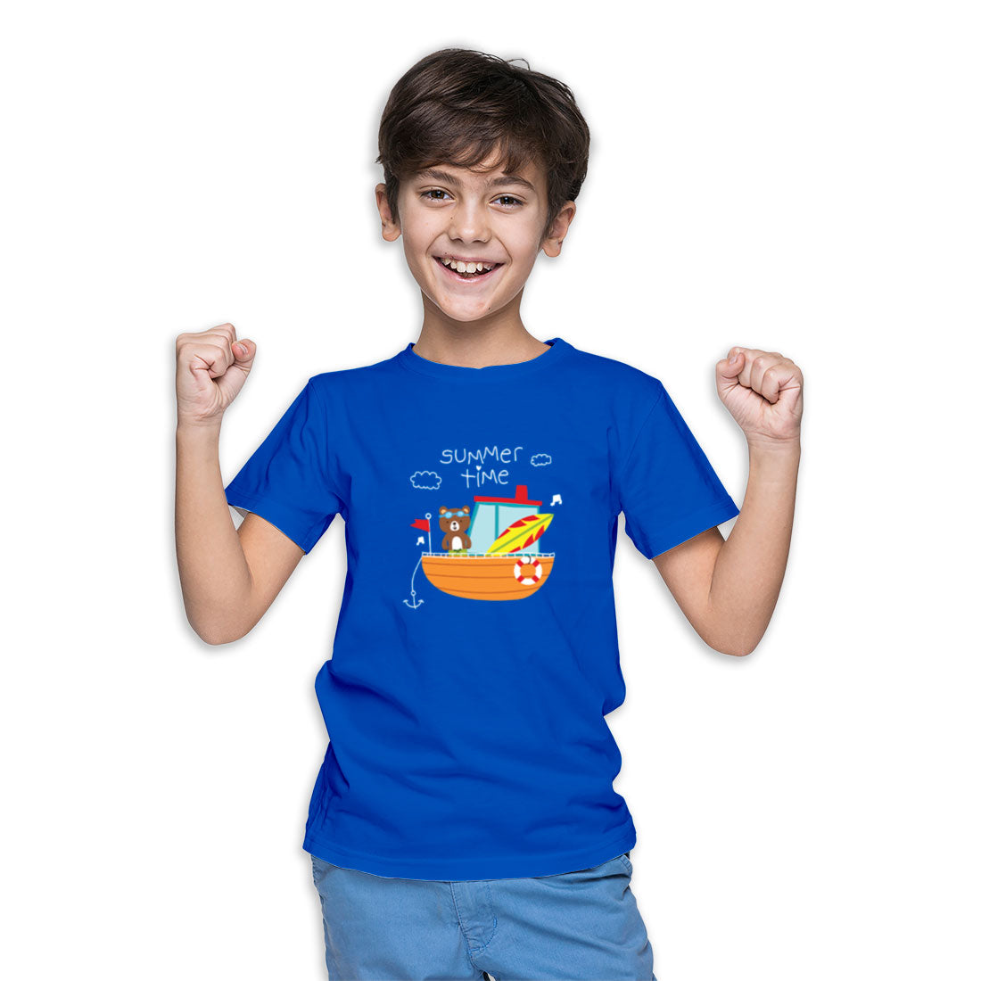 Summer Bear Kids T-Shirt - Breezy Comfort in Super Combed Cotton (D144)