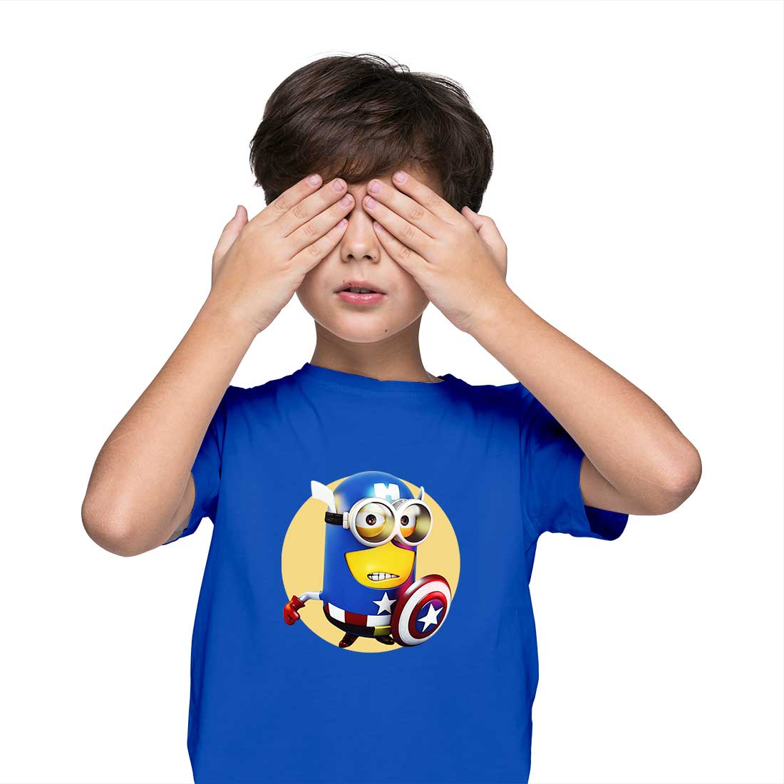 Minion Captain America Kids T-Shirt - Super Combed Bio-Wash Cotton (D22)