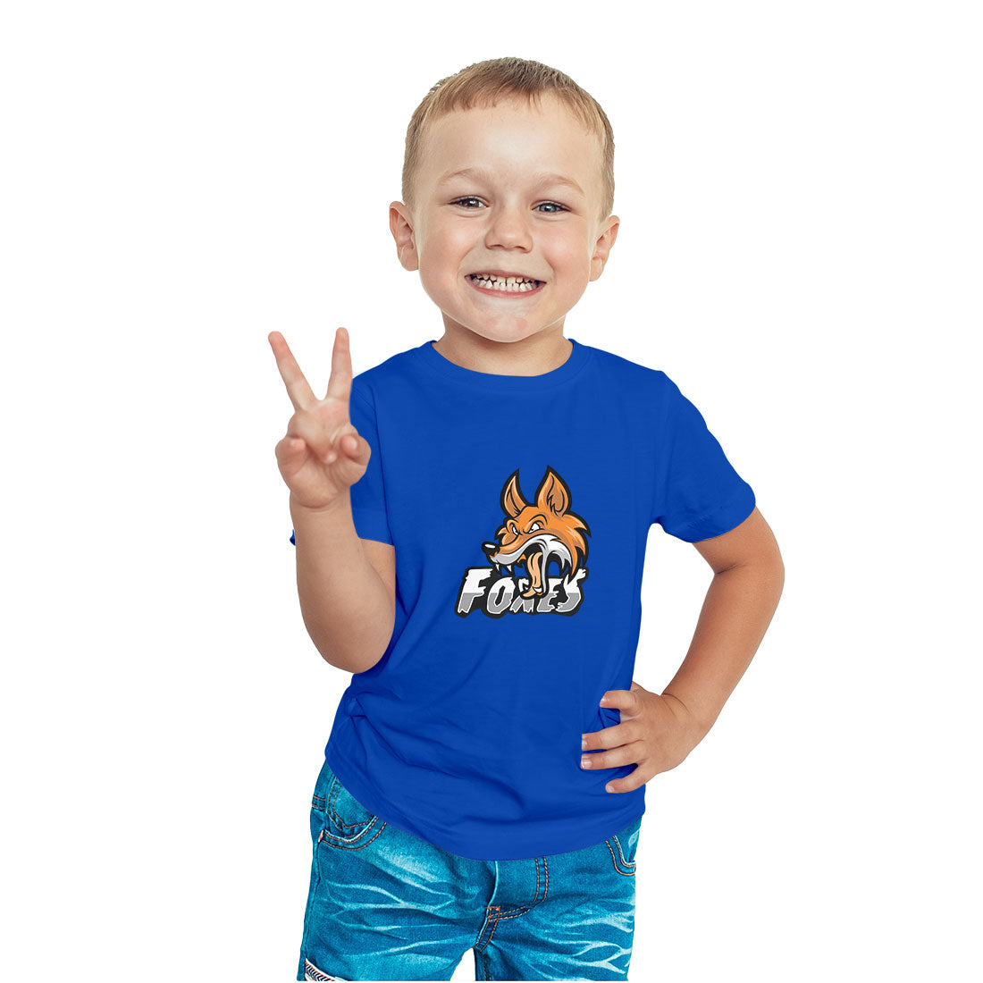 Fox Print Kids T-Shirt - Soft, Combed Cotton Comfort (D94)