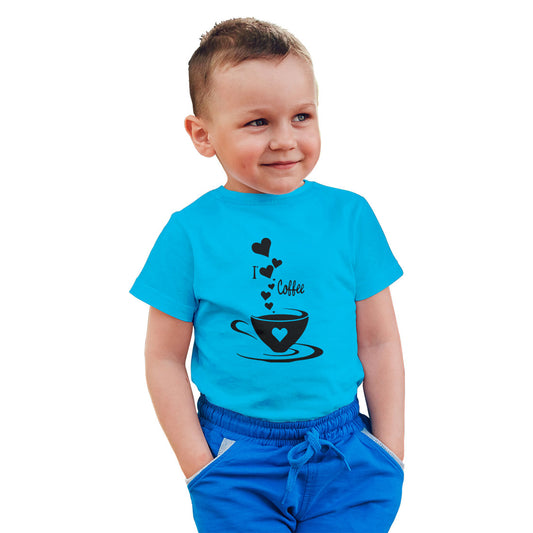 I Love Coffee Kids T-Shirt - Super Combed Bio-Wash Cotton (D12)