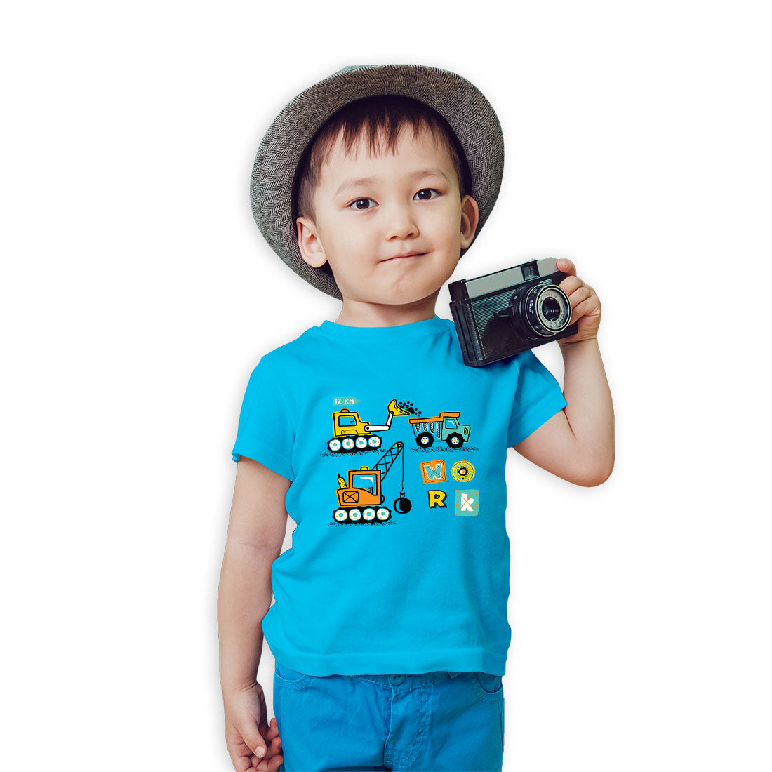 Construction Vehicle Kids T-Shirt - Super Combed Bio-Wash Cotton (D146)