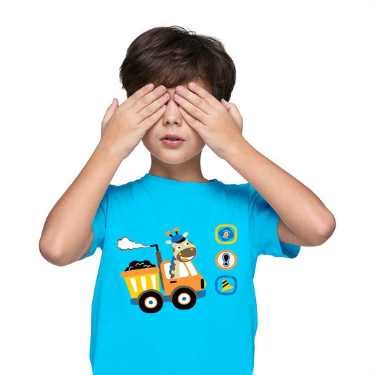 Cute Animal Truck Kids T-Shirt - Soft Cotton Fun for Little Explorers (D147)
