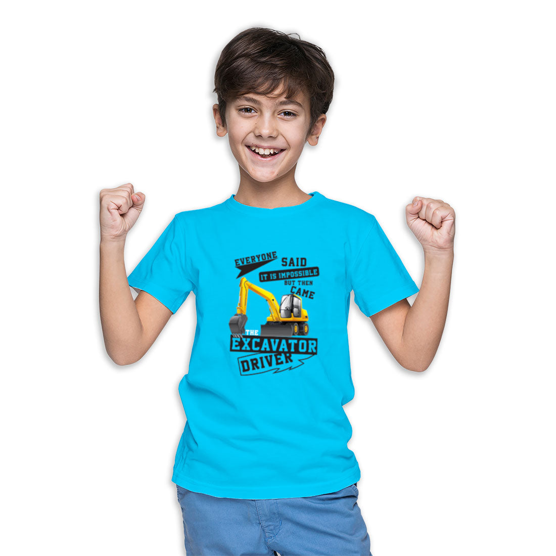 Excavator Driver Kids T-Shirt - Super Combed Bio-Wash Cotton (D55)