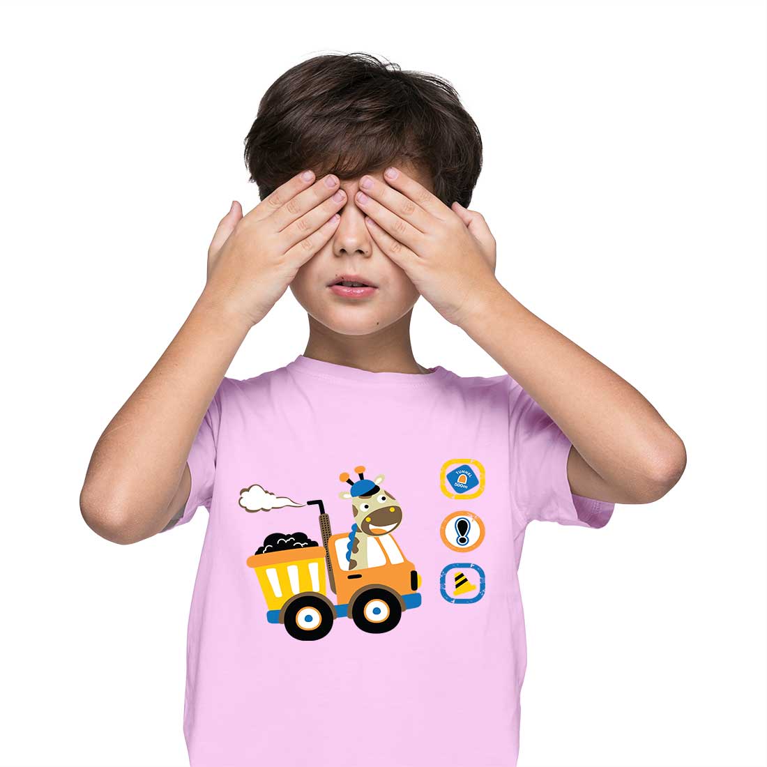 Cute Animal Truck Kids T-Shirt - Soft Cotton Fun for Little Explorers (D147)