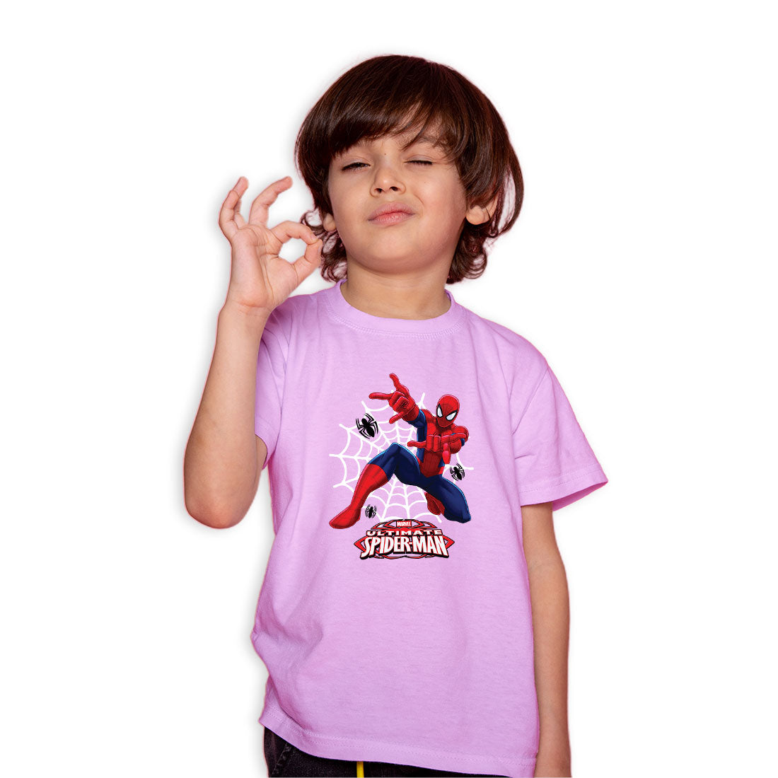 Ultimate Spiderman Kids T-Shirt - Super Combed Cotton, Round Neck, Half Sleeves (D66)