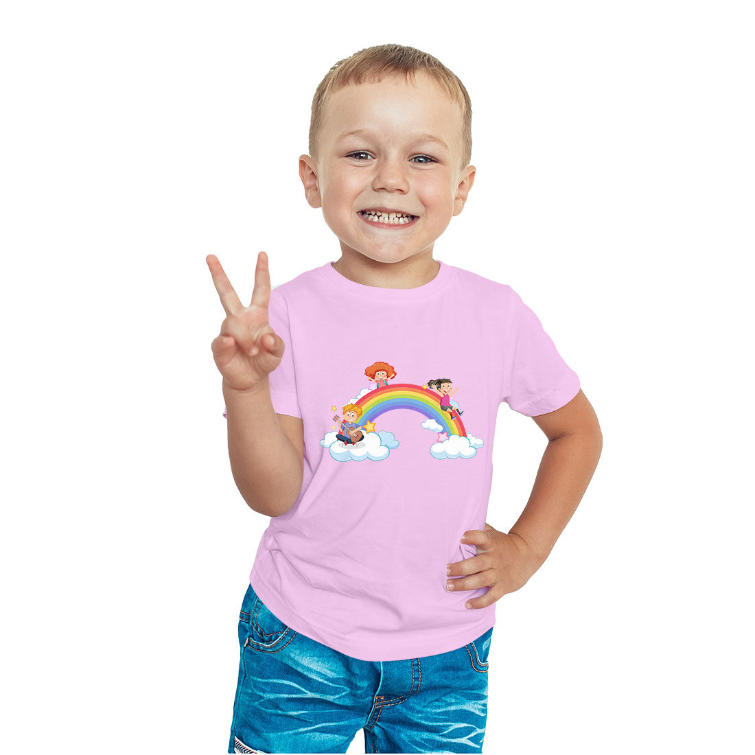 Personalized Rainbow Kids T-Shirt - Custom Name Print on Soft Cotton (D67)