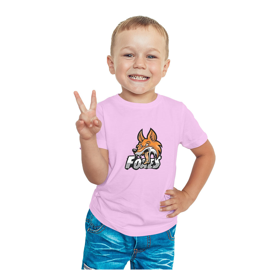 Fox Print Kids T-Shirt - Soft, Combed Cotton Comfort (D94)