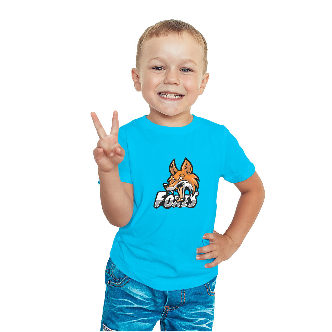 Fox Print Kids T-Shirt - Soft, Combed Cotton Comfort (D94)