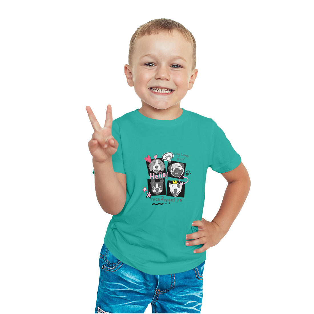 Adorable Dog Faces Kids T-Shirt - Super Combed Bio-Wash Cotton (D140)