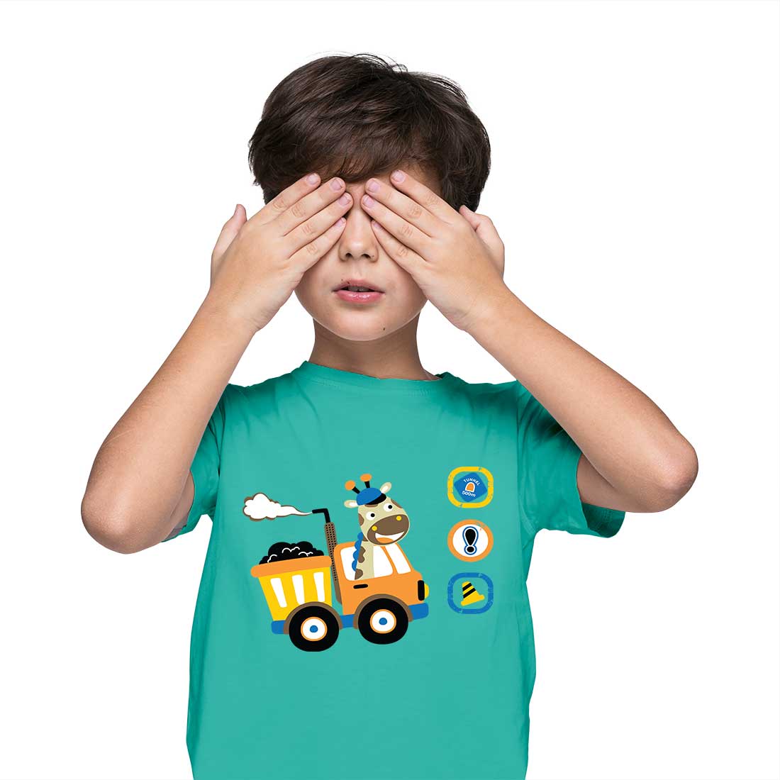 Cute Animal Truck Kids T-Shirt - Soft Cotton Fun for Little Explorers (D147)