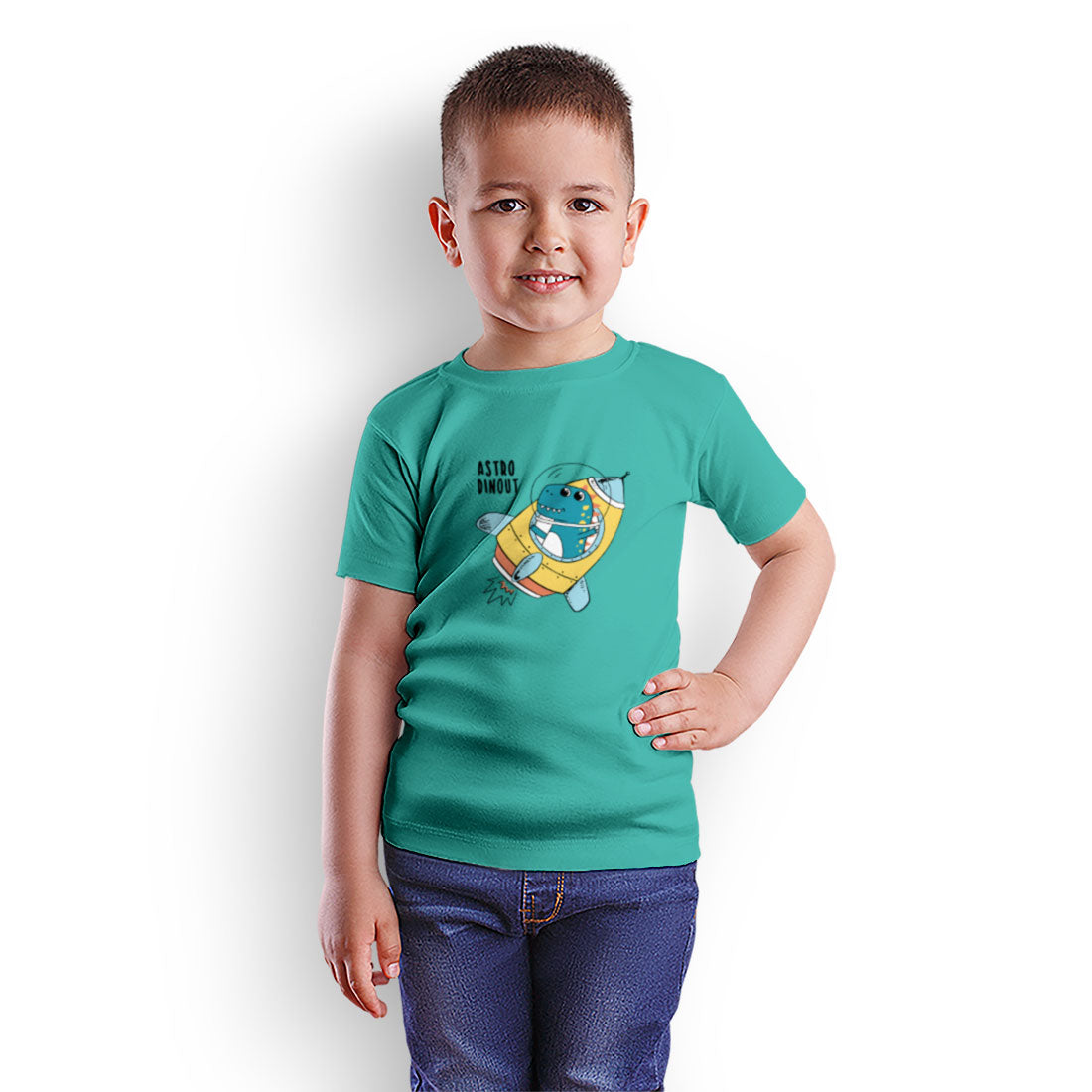 Space Dino Kids T-Shirt - Super Combed Bio-Wash Cotton for Cosmic Fun (D151)