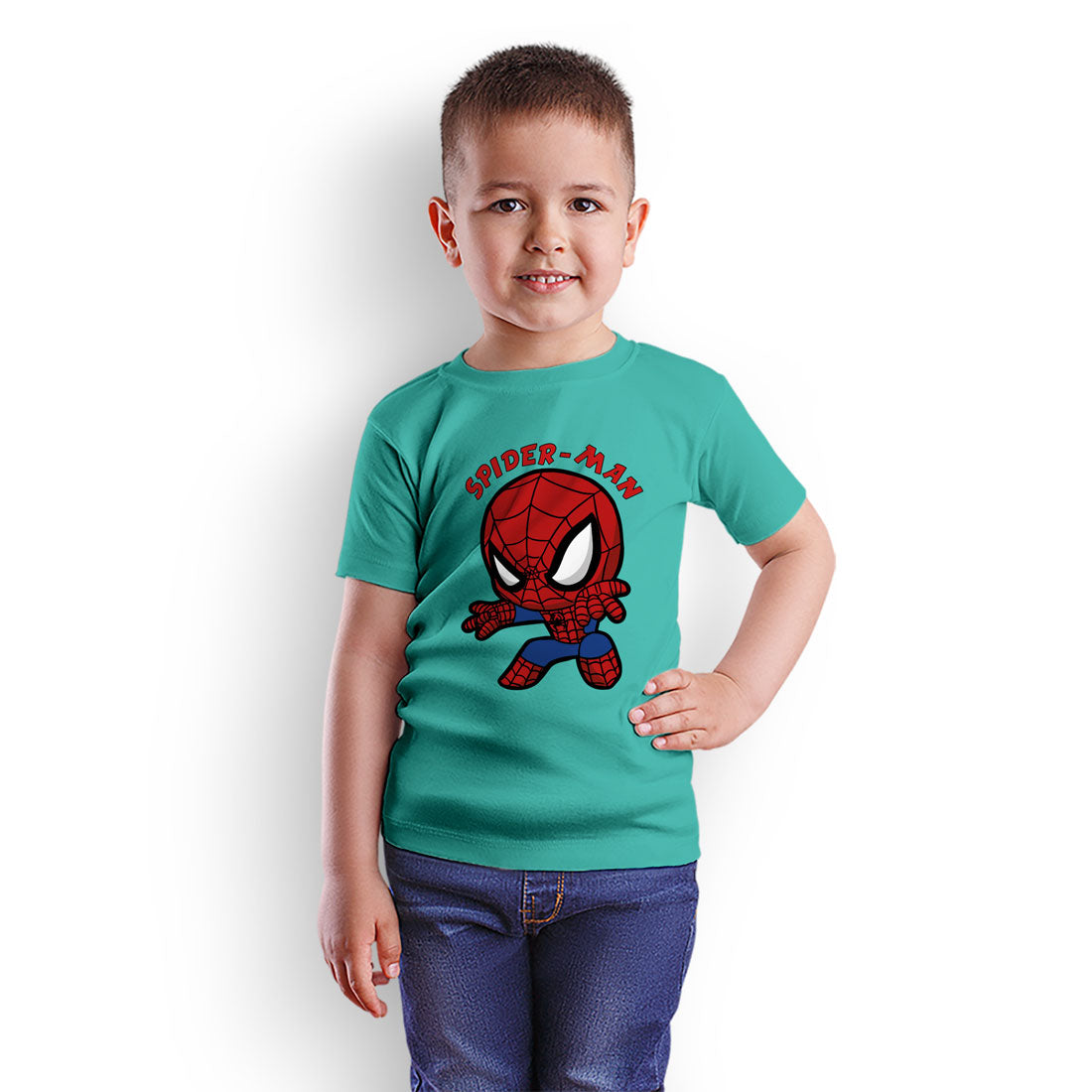 Heroic Spiderman Kids T-Shirt - Super Combed Bio-Wash Cotton (D20)