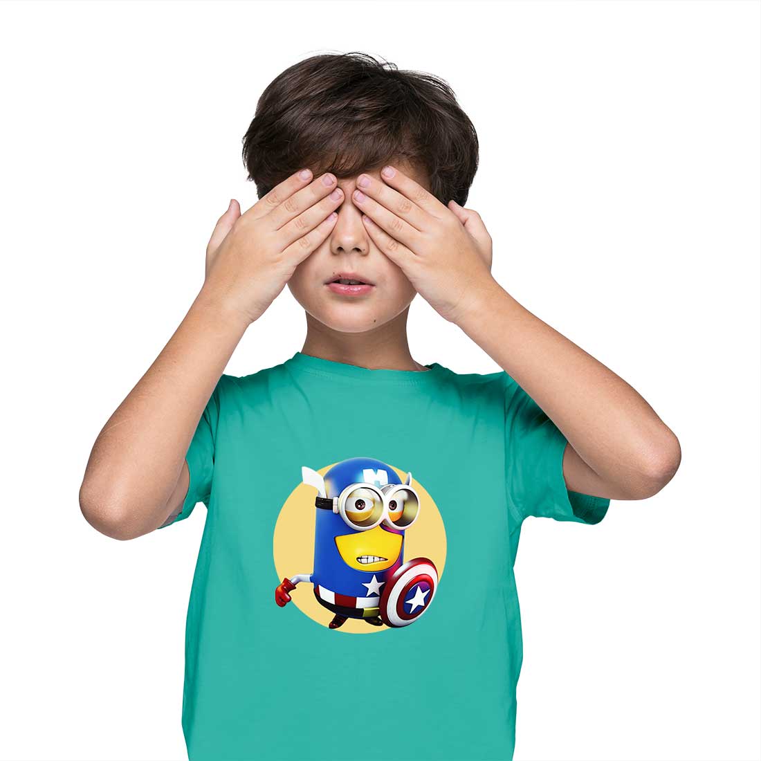 Minion Captain America Kids T-Shirt - Super Combed Bio-Wash Cotton (D22)