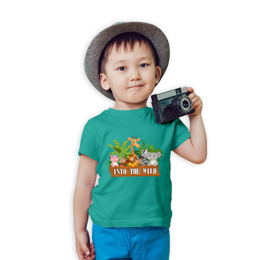 Into the World Animal Theme Kids T-Shirt - Soft Cotton Comfort for Little Explorers (D61)