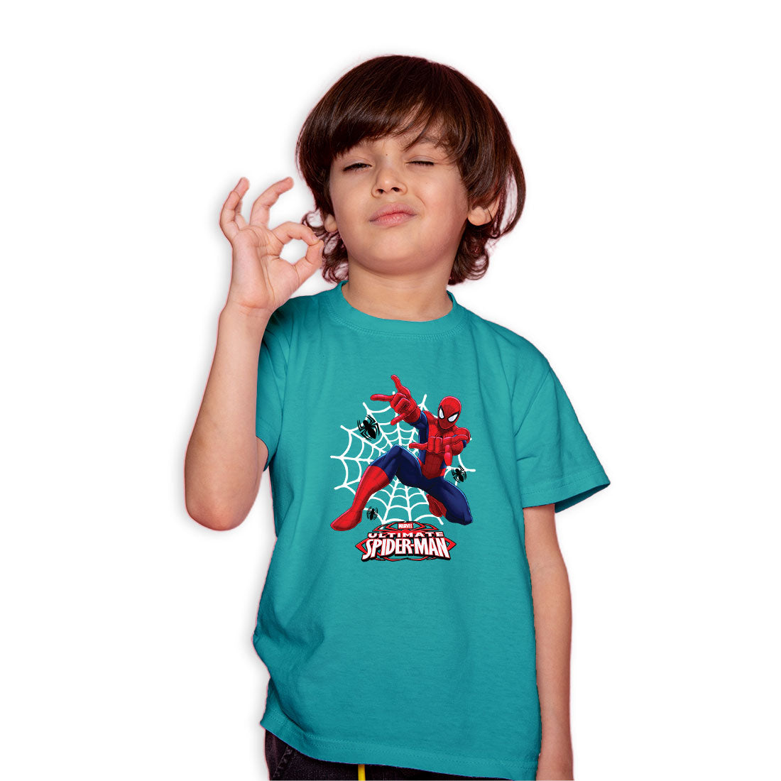 Ultimate Spiderman Kids T-Shirt - Super Combed Cotton, Round Neck, Half Sleeves (D66)