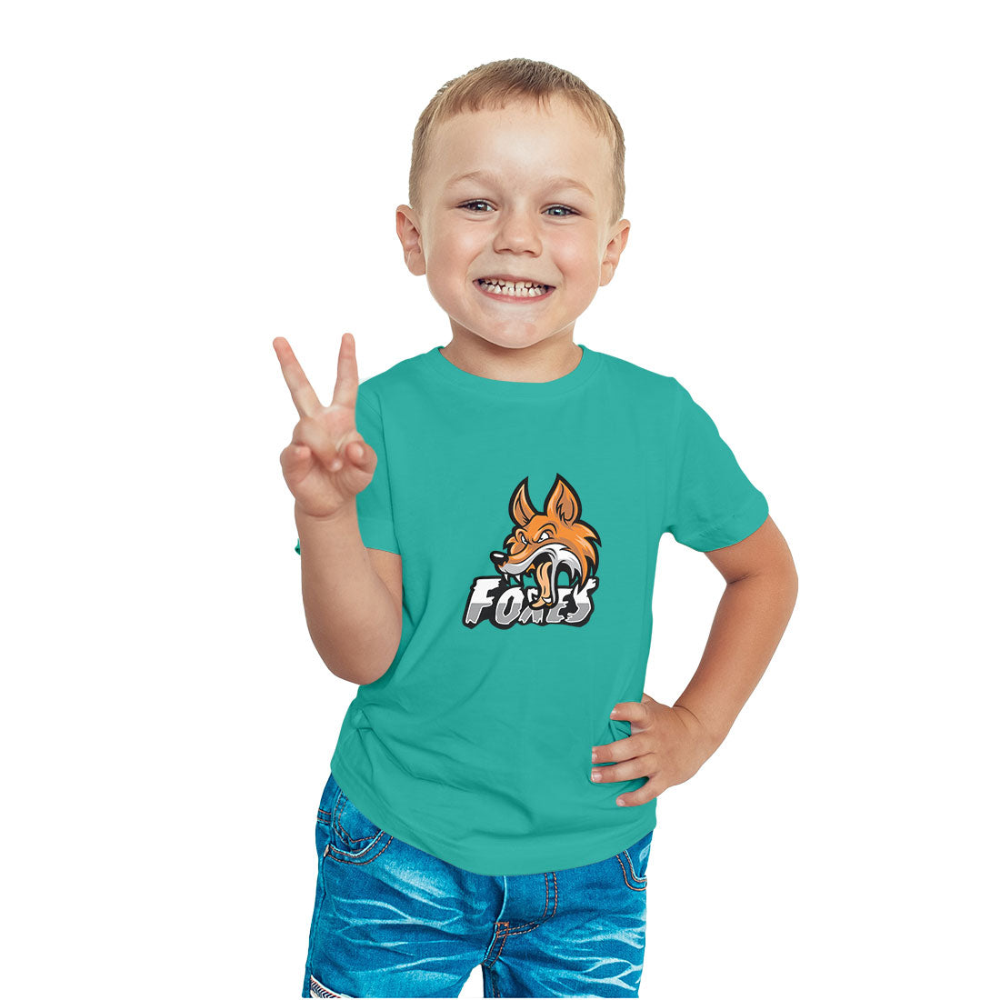 Fox Print Kids T-Shirt - Soft, Combed Cotton Comfort (D94)