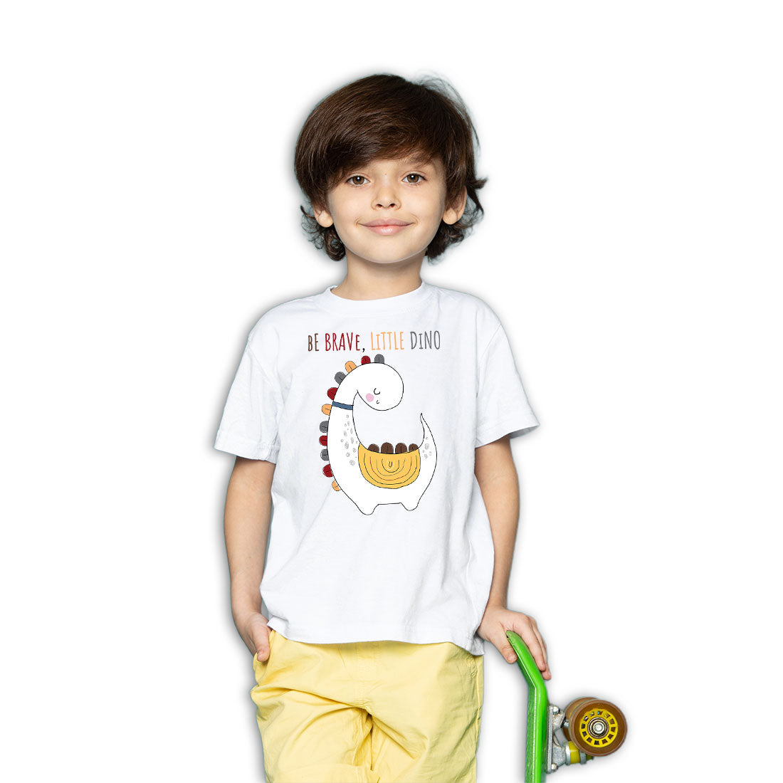 Be Brave Little Dino Kids T-Shirt - Super Combed Bio-Wash Cotton (D135)