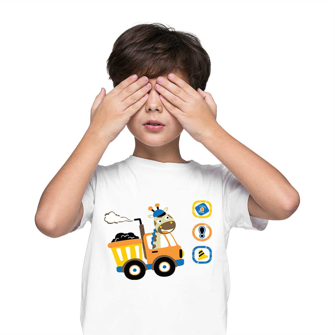 Cute Animal Truck Kids T-Shirt - Soft Cotton Fun for Little Explorers (D147)