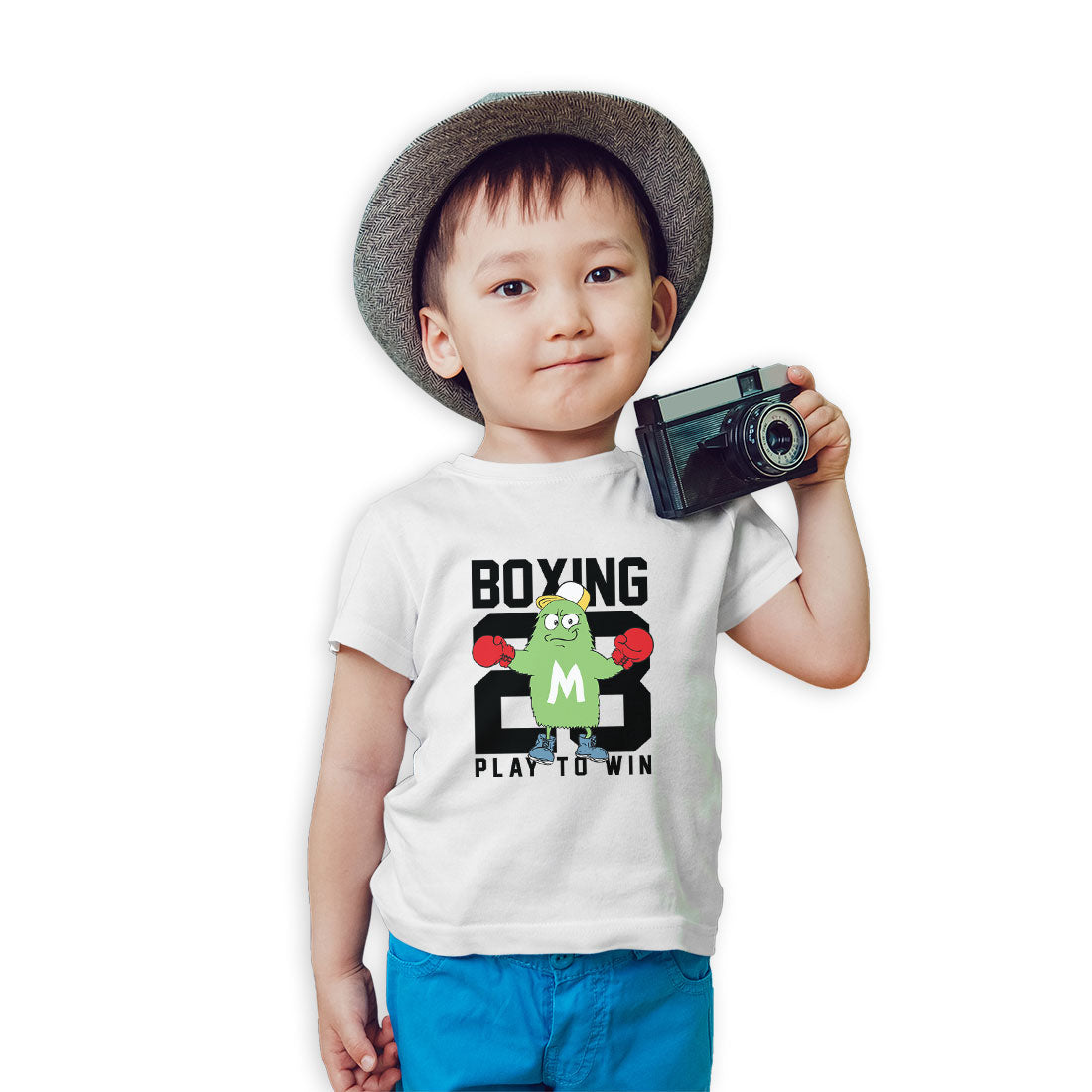 Play to Win Boxing Kids T-Shirt - Super Combed Bio-Wash Cotton (D162)
