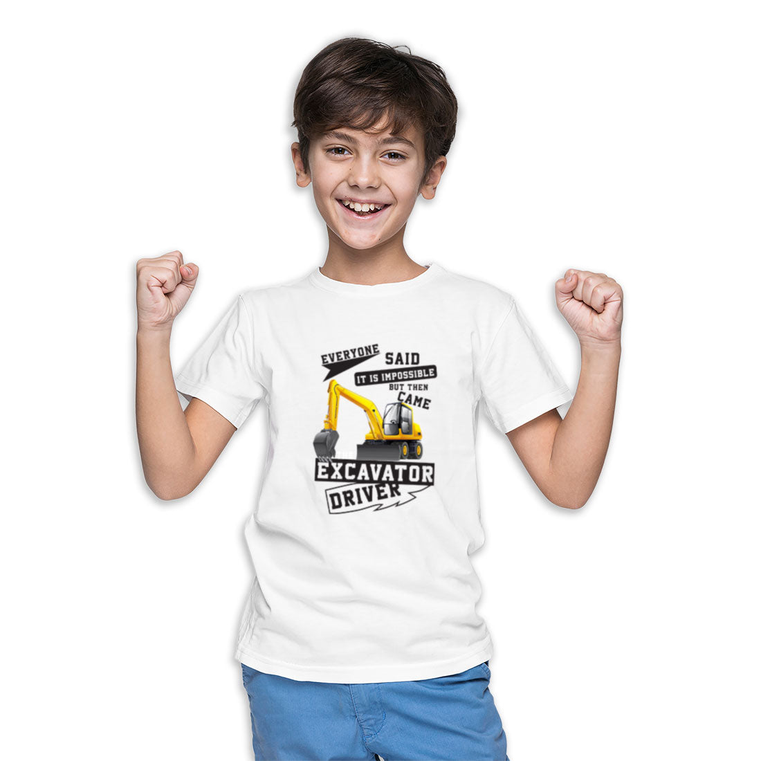 Excavator Driver Kids T-Shirt - Super Combed Bio-Wash Cotton (D55)