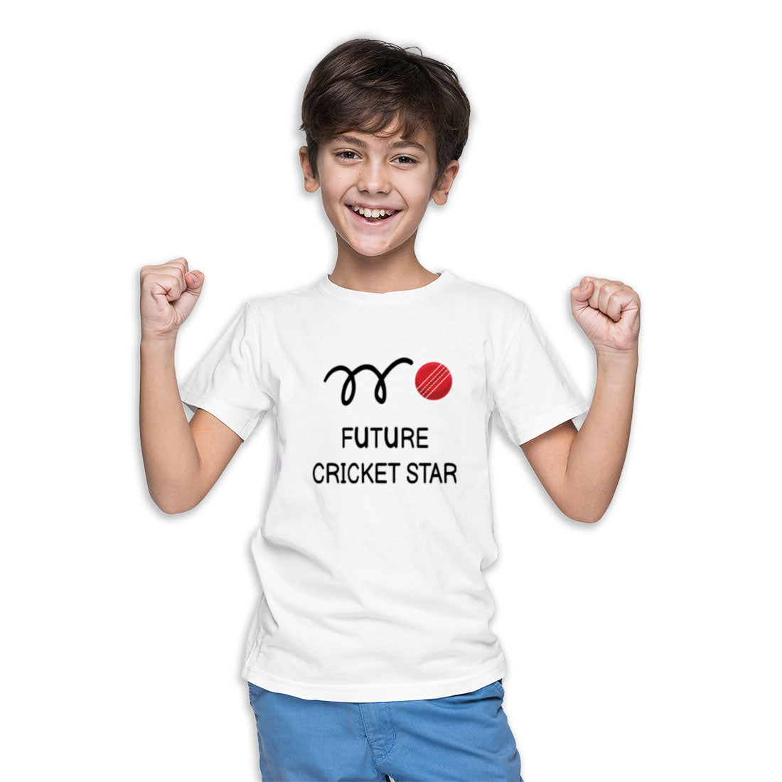 Future Cricket Star Kids T-Shirt - Super Combed Bio-Wash Cotton (D63)