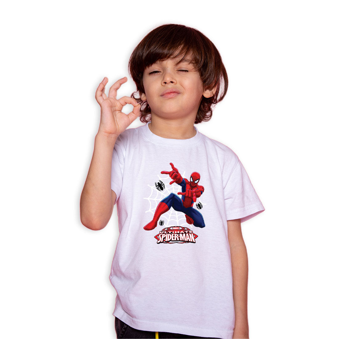 Ultimate Spiderman Kids T-Shirt - Super Combed Cotton, Round Neck, Half Sleeves (D66)