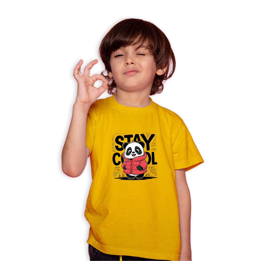 Stay Cool Panda Kids T-Shirt - Super Combed Bio-Wash Cotton (D127)