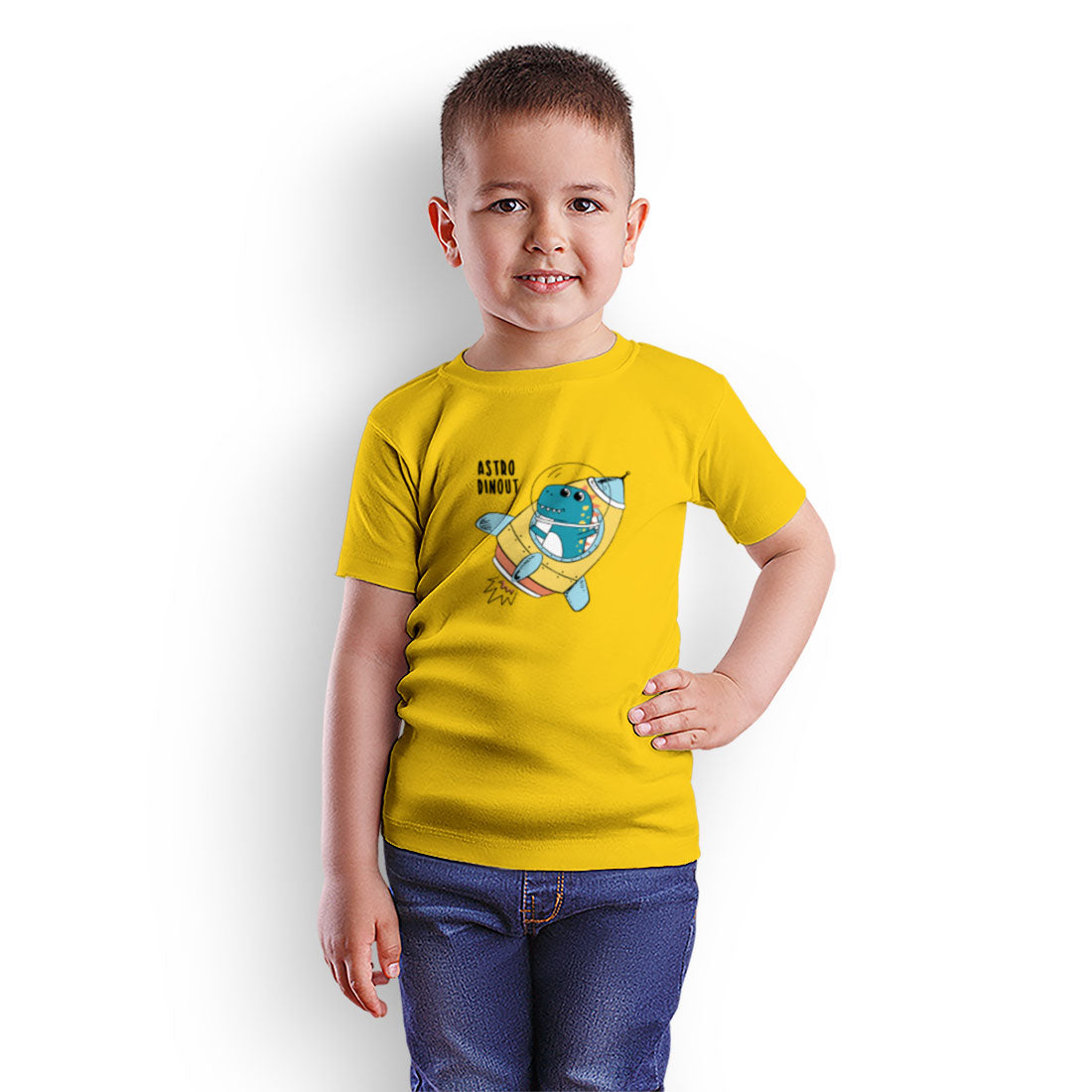 Space Dino Kids T-Shirt - Super Combed Bio-Wash Cotton for Cosmic Fun (D151)