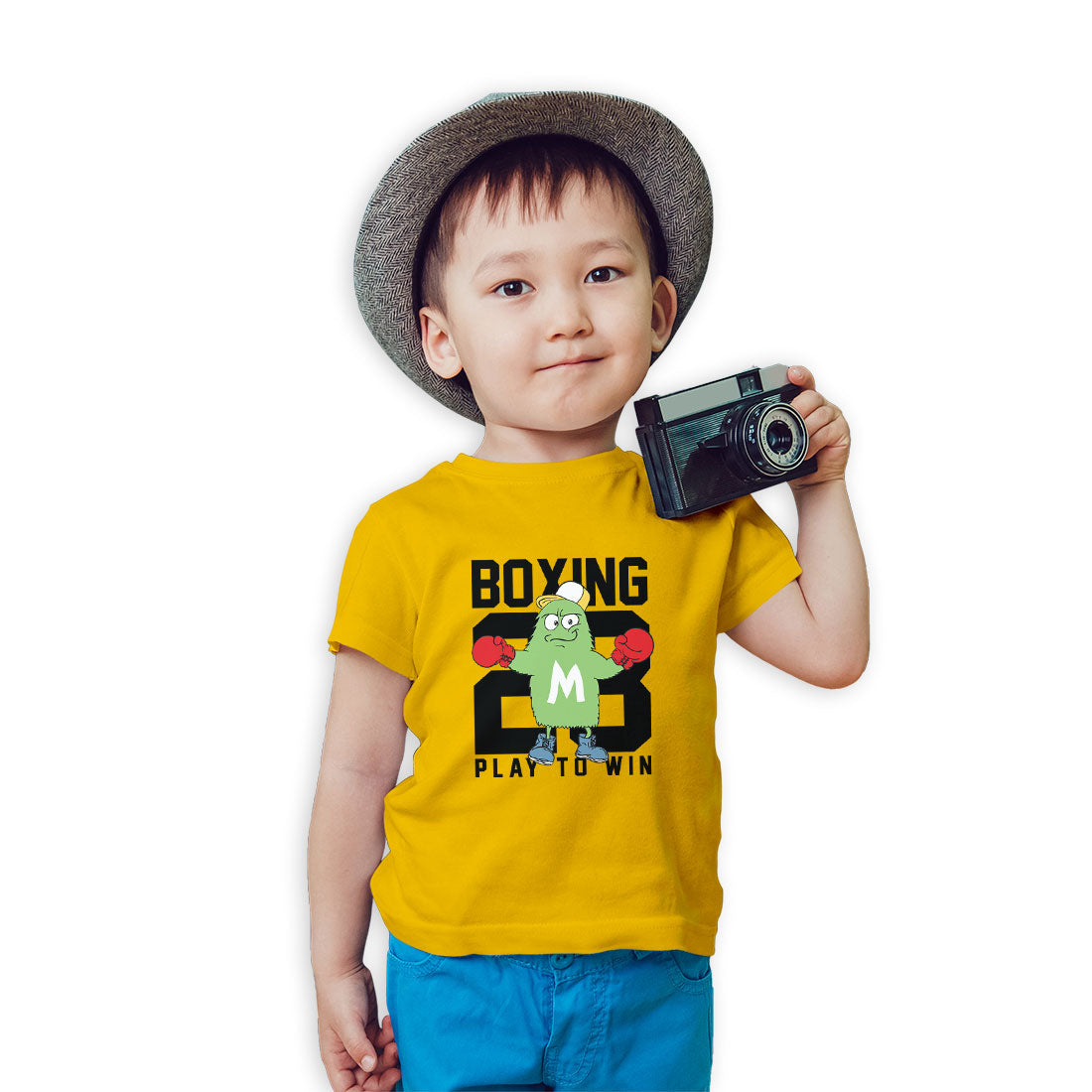 Play to Win Boxing Kids T-Shirt - Super Combed Bio-Wash Cotton (D162)