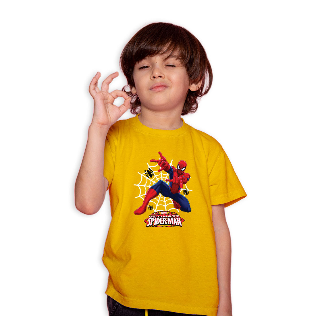 Ultimate Spiderman Kids T-Shirt - Super Combed Cotton, Round Neck, Half Sleeves (D66)