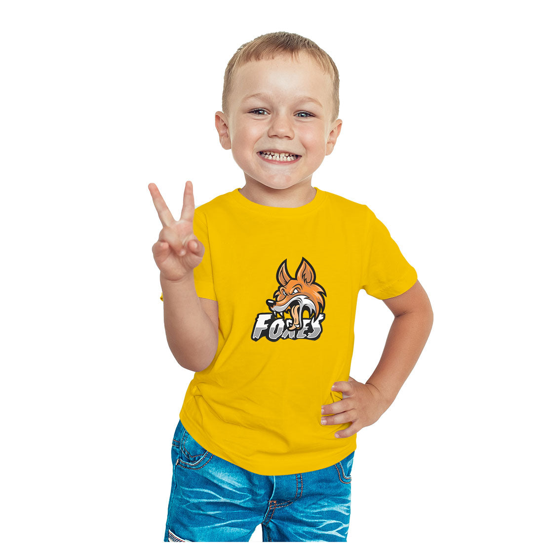 Fox Print Kids T-Shirt - Soft, Combed Cotton Comfort (D94)