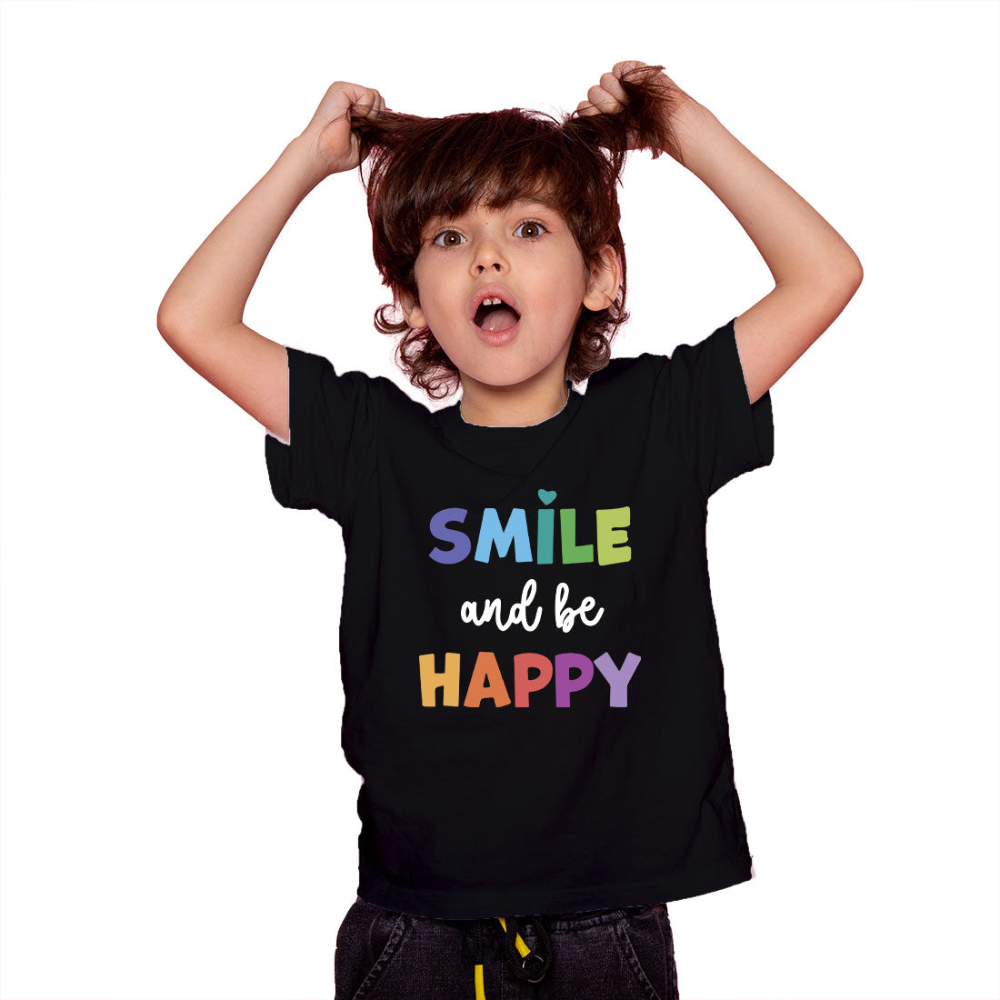 Smile and Be Happy Kids T-Shirt - Soft Cotton Comfort for Everyday Joy (D105)