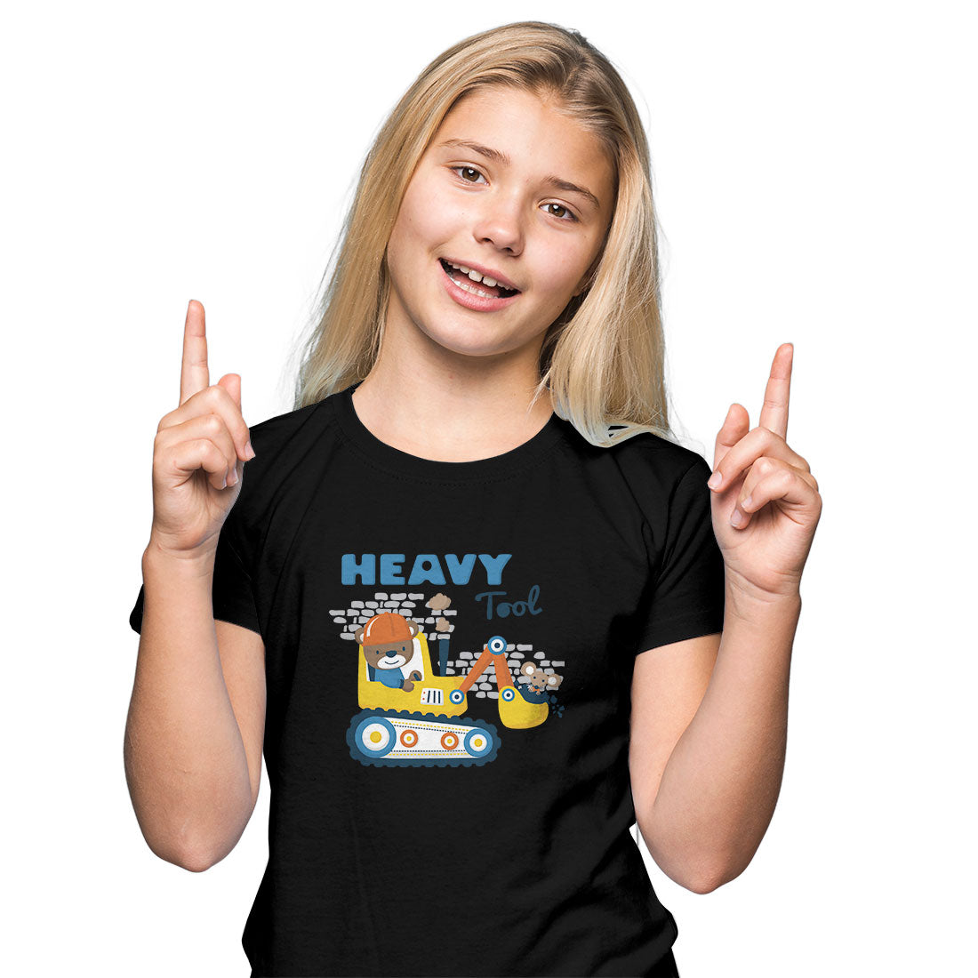 Kids Cartoon Construction Adventure T-Shirt - Super Combed Cotton, Half Sleeve (D130)