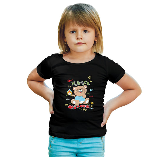 Hunter Cat Kids T-Shirt - Playful & Comfy Super Combed Cotton (D142)