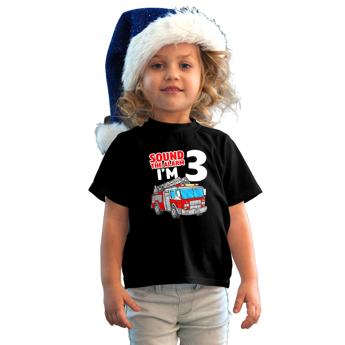 Sound the Alarm! I’m Three Kids T-Shirt - Super Combed Bio-Wash Cotton (D34)