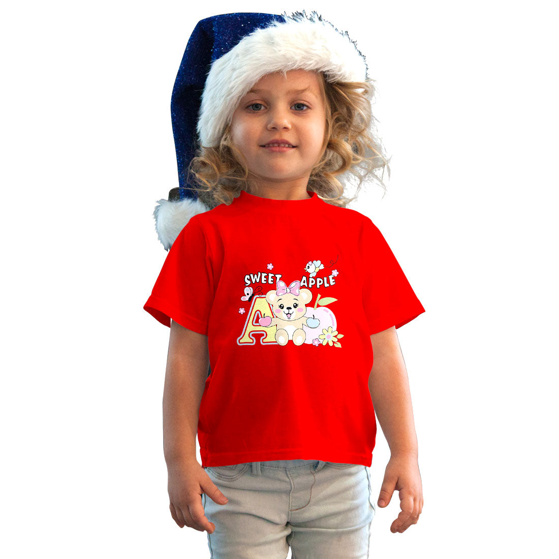 Sweet Apple Bear Kids T-Shirt - Super Combed Bio-Wash Cotton (D156)