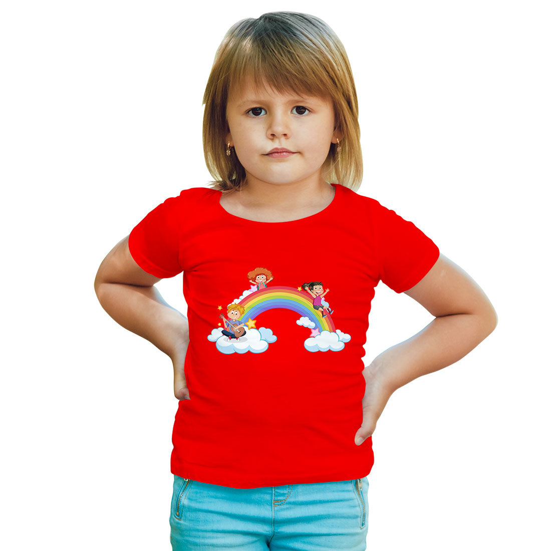 Personalized Rainbow Kids T-Shirt - Custom Name Print on Soft Cotton (D67)