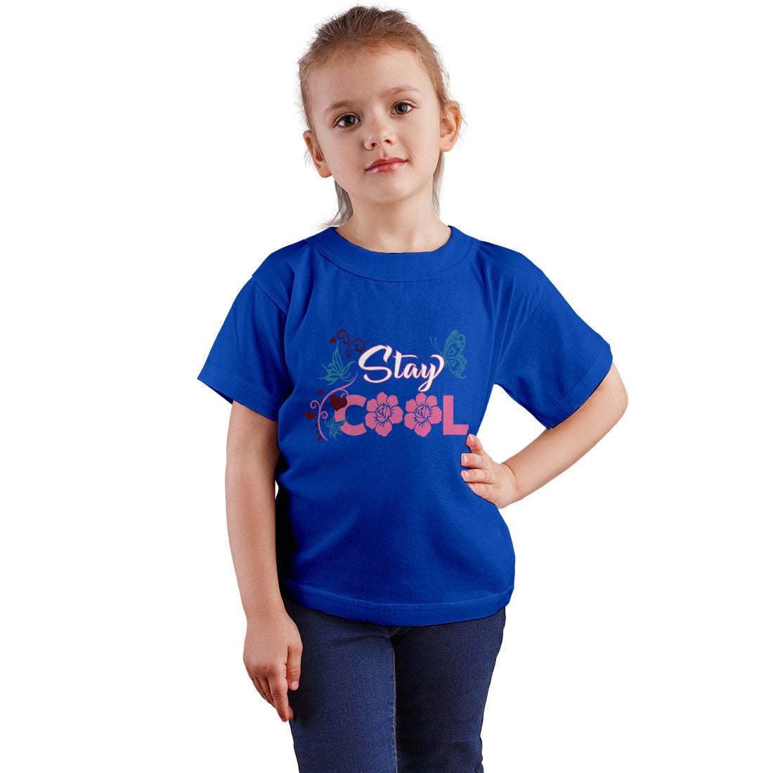 Stay Cool Printed Kids T-Shirt - Combed Cotton Comfort, Half Sleeves (D110)