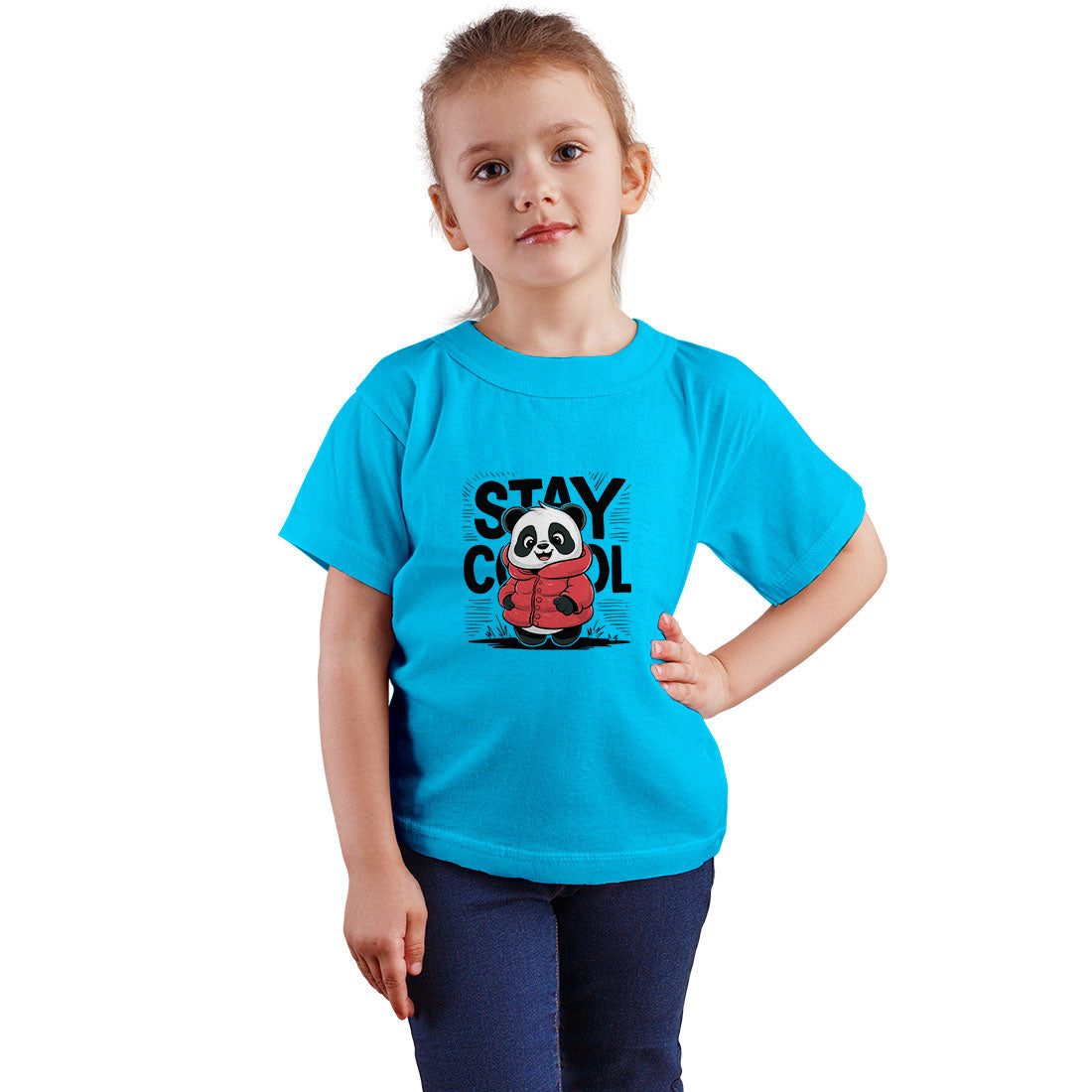 Stay Cool Panda Kids T-Shirt - Super Combed Bio-Wash Cotton (D127)