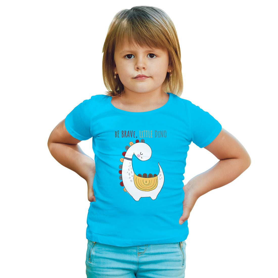 Be Brave Little Dino Kids T-Shirt - Super Combed Bio-Wash Cotton (D135)