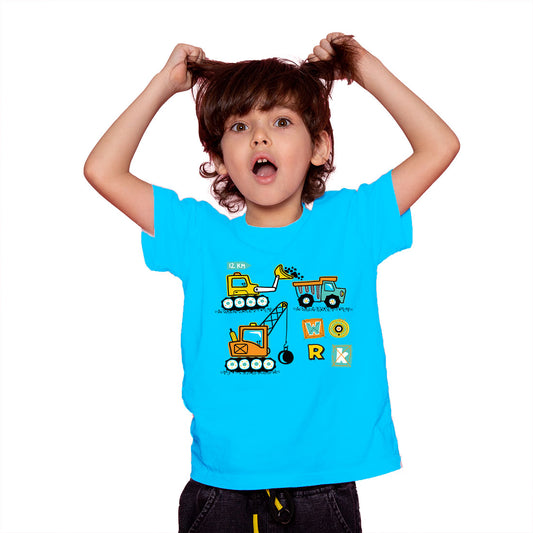 Construction Vehicle Kids T-Shirt - Super Combed Bio-Wash Cotton (D146)