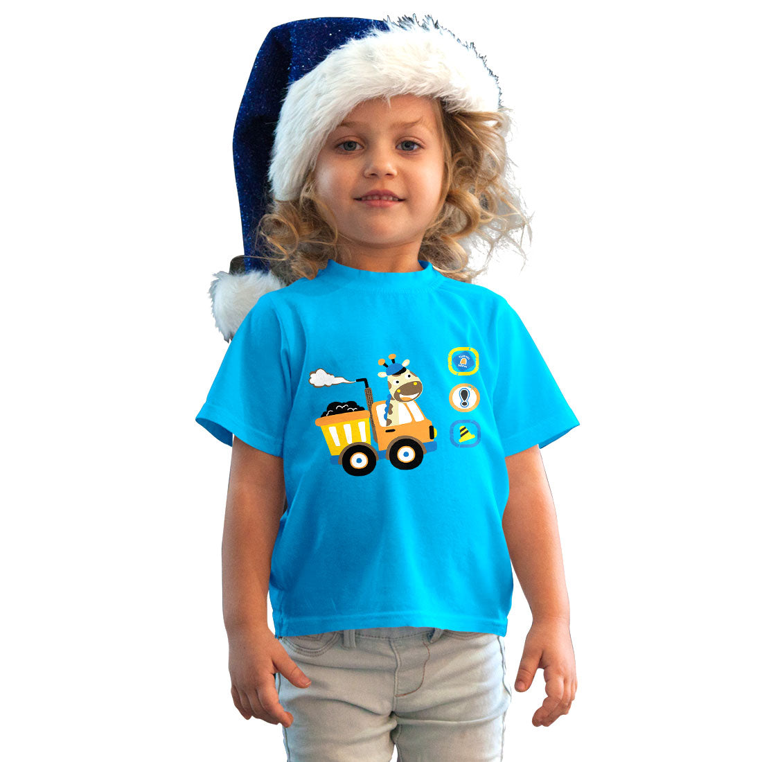 Cute Animal Truck Kids T-Shirt - Soft Cotton Fun for Little Explorers (D147)