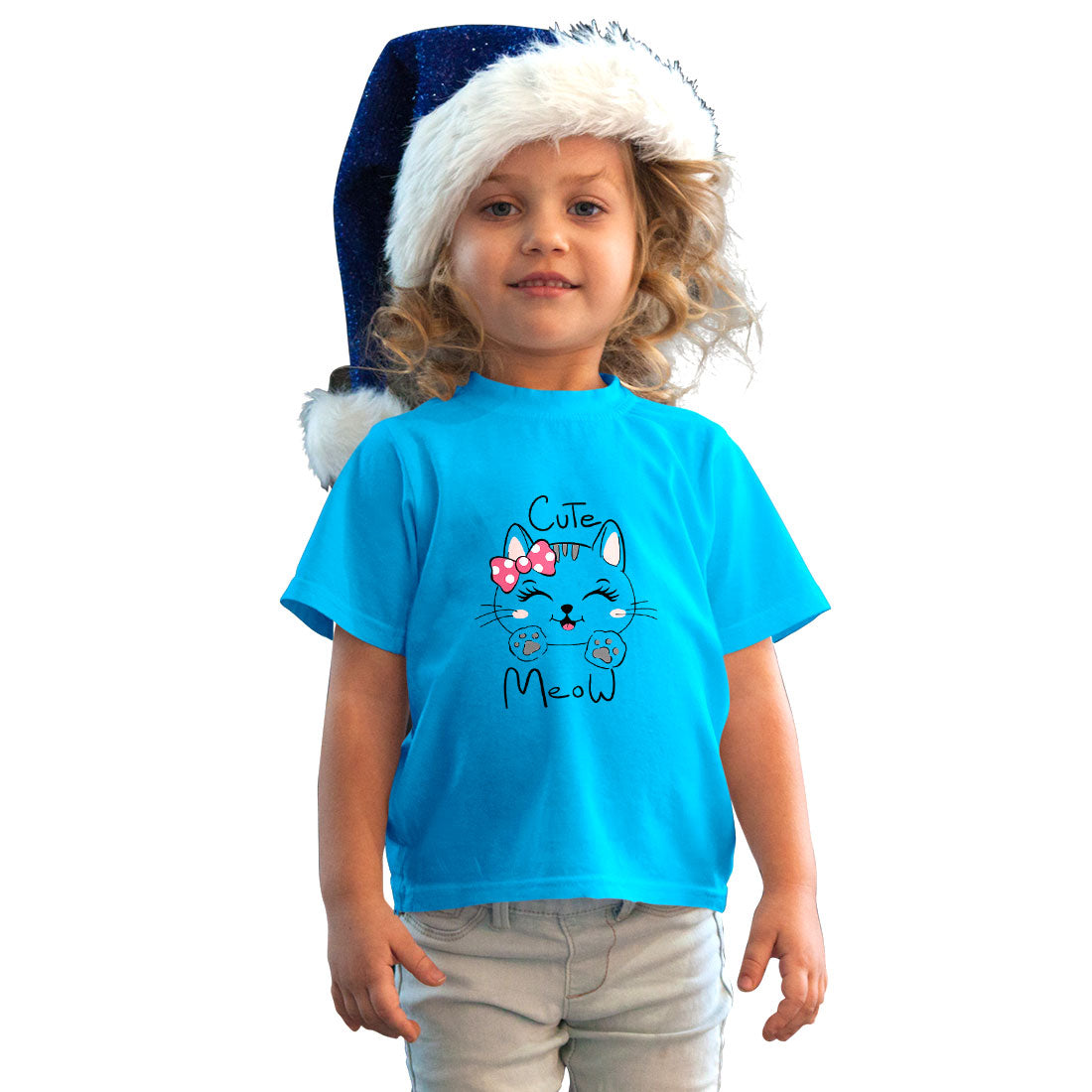 Adorable Cat Meow Kids T-Shirt - Super Soft Bio-Wash Cotton (D164)