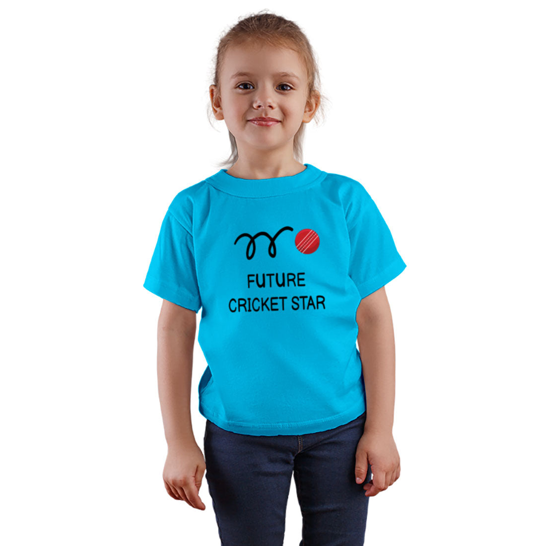 Future Cricket Star Kids T-Shirt - Super Combed Bio-Wash Cotton (D63)