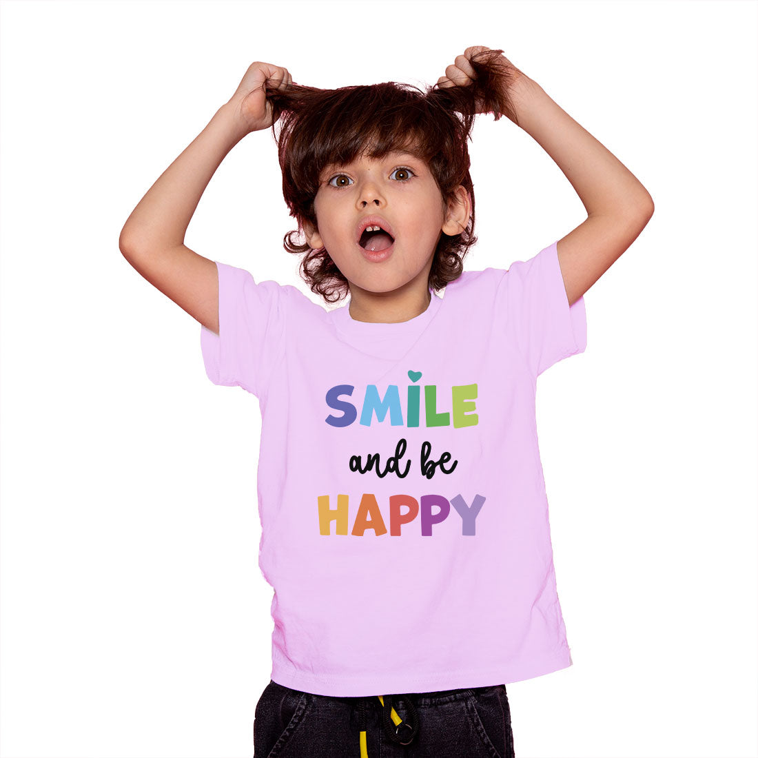 Smile and Be Happy Kids T-Shirt - Soft Cotton Comfort for Everyday Joy (D105)