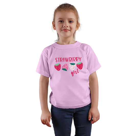 Strawberry Girl Kids T-Shirt - Soft Cotton for Sweet Style (D111)
