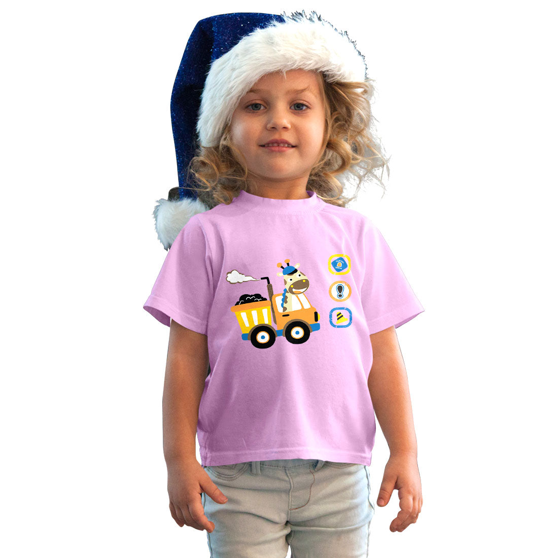 Cute Animal Truck Kids T-Shirt - Soft Cotton Fun for Little Explorers (D147)