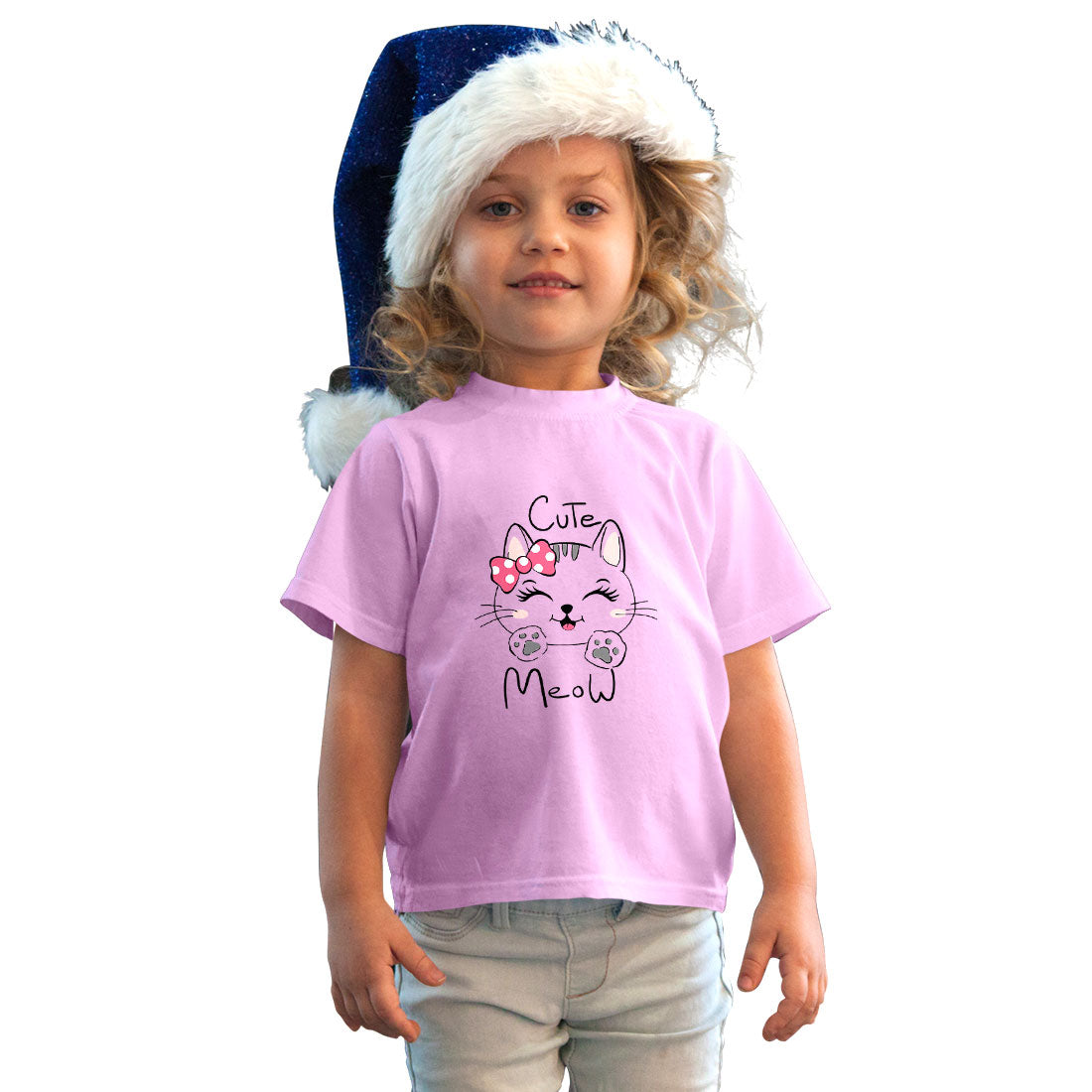 Adorable Cat Meow Kids T-Shirt - Super Soft Bio-Wash Cotton (D164)