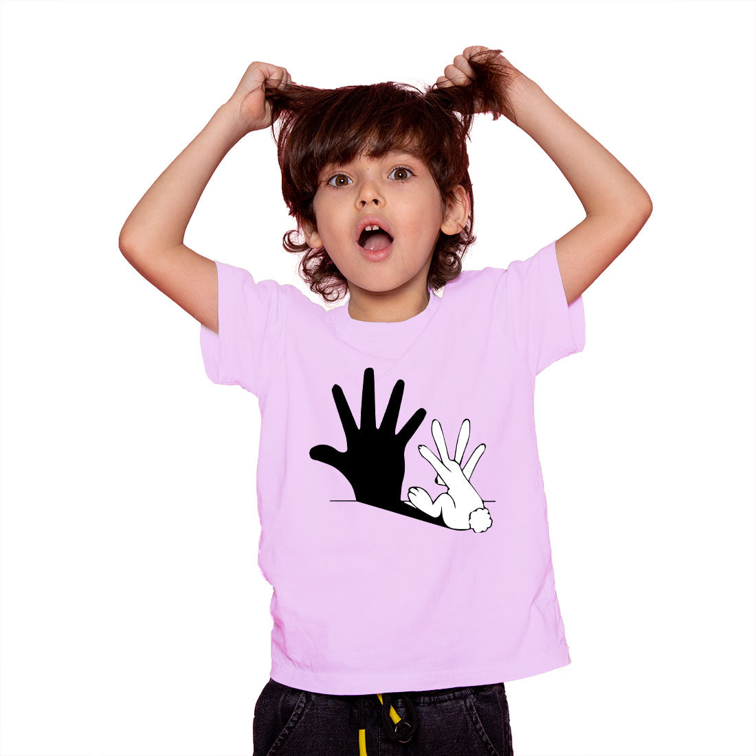 Shadow Rabbit Kids T-Shirt - Super Combed Bio-Wash Cotton for Playful Comfort (D72)