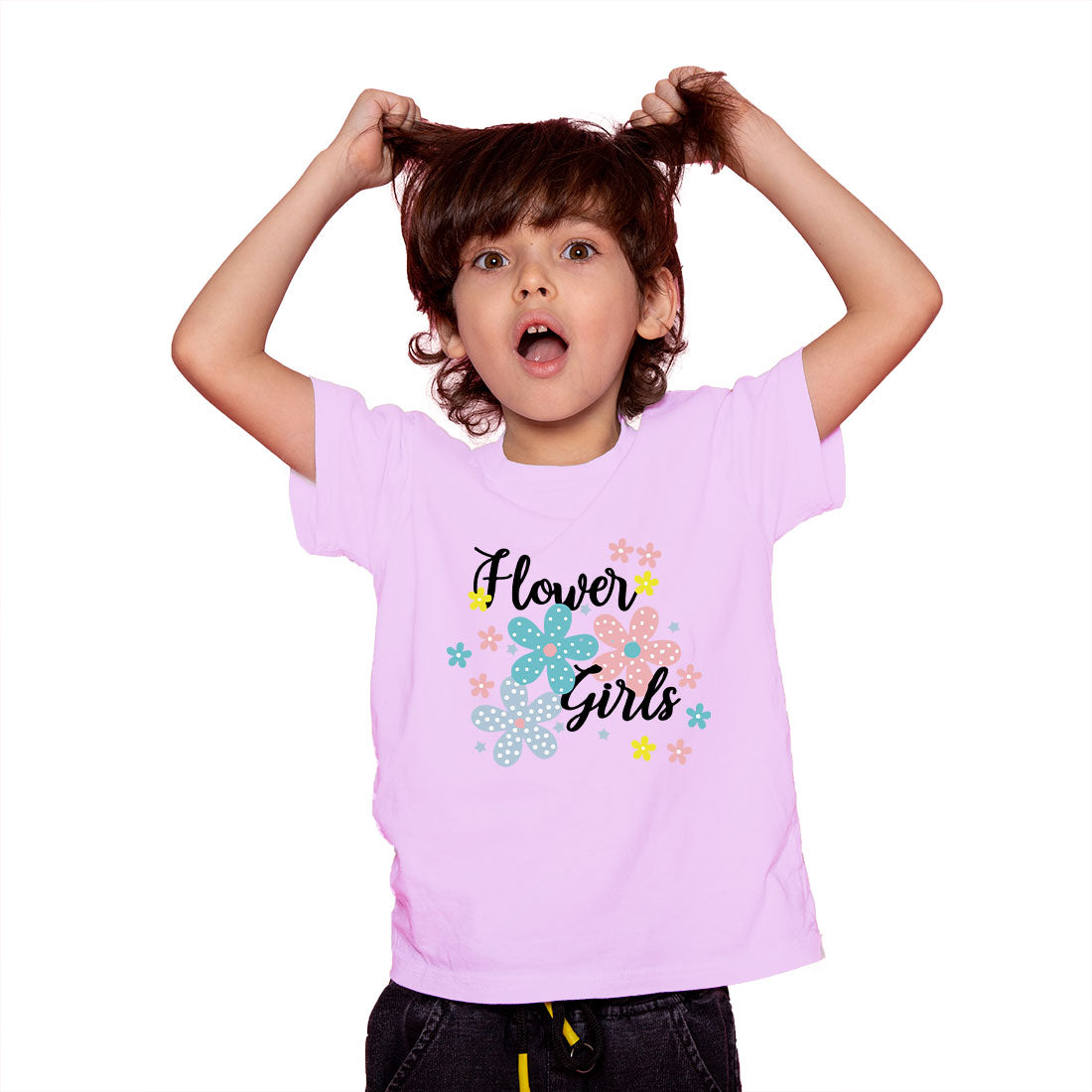 Charming Flower Girl Kids T-Shirt - Soft Cotton Comfort (D93)